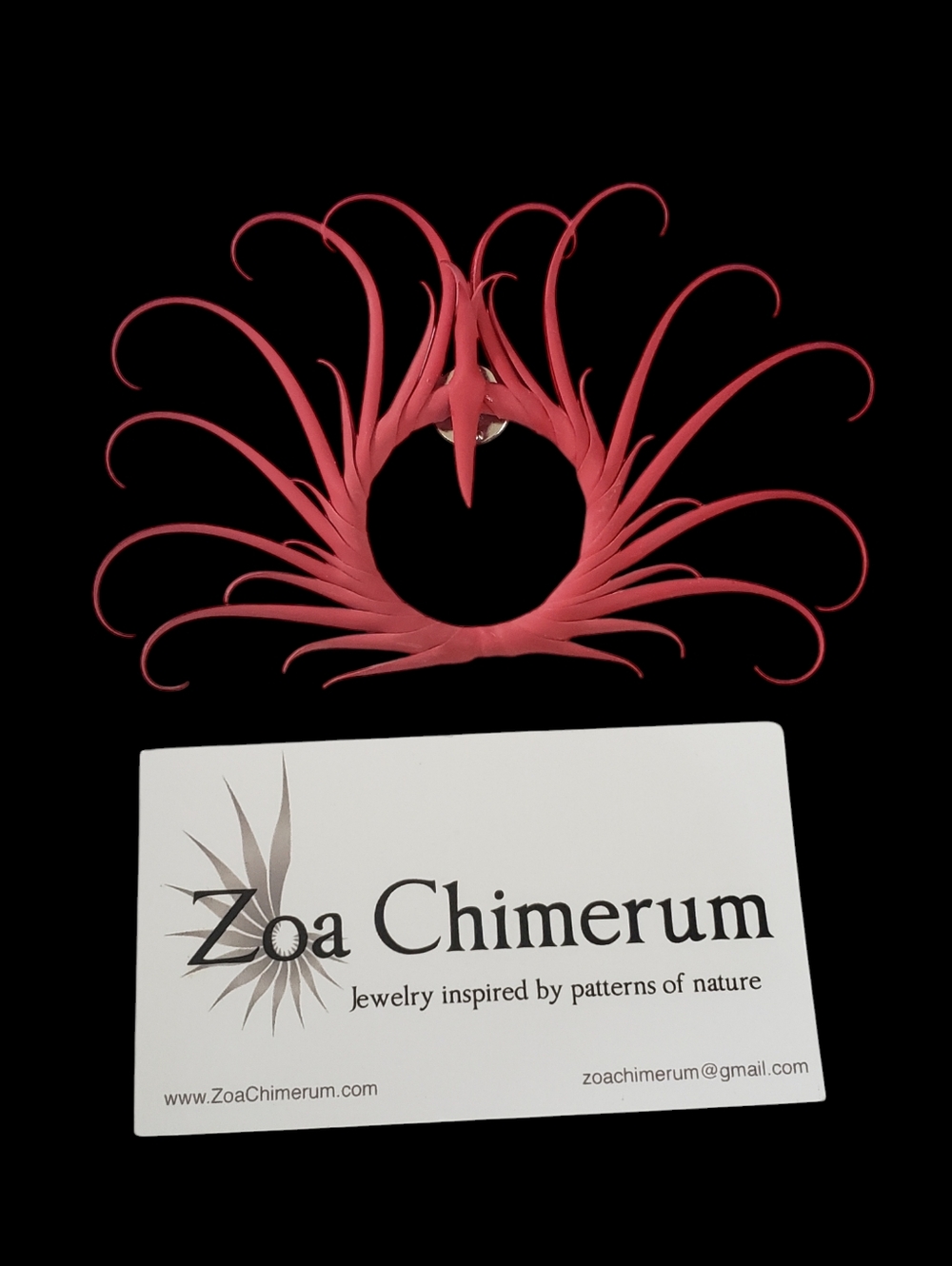 Zoa Chimerum Handmade Red Rubber Brooch